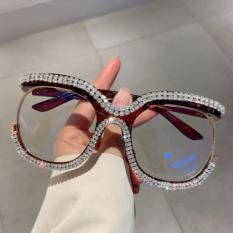 red Oversized Rhinestone Fashion Glasses