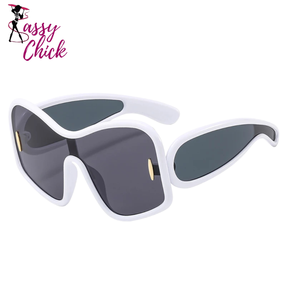 Oversized Shield Sunglasses Sassy Chick Logo