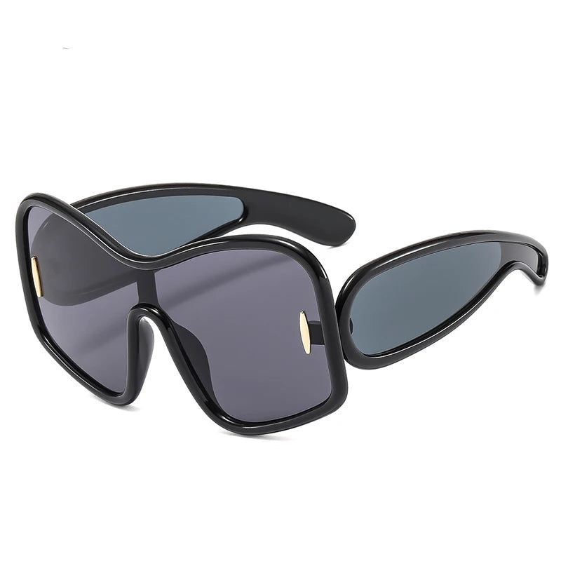 Oversized Shield Sunglasses all black