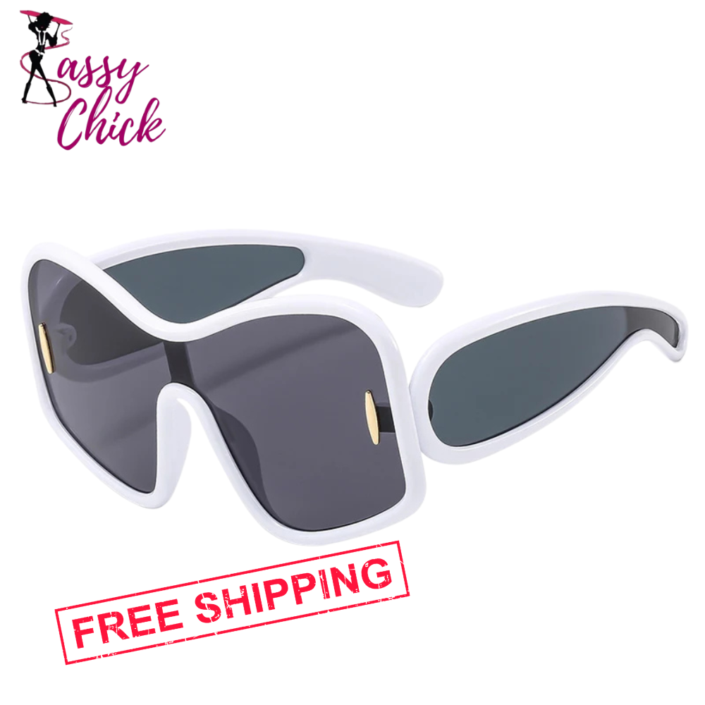 Oversized Shield Sunglasses Sassy Chick Logo