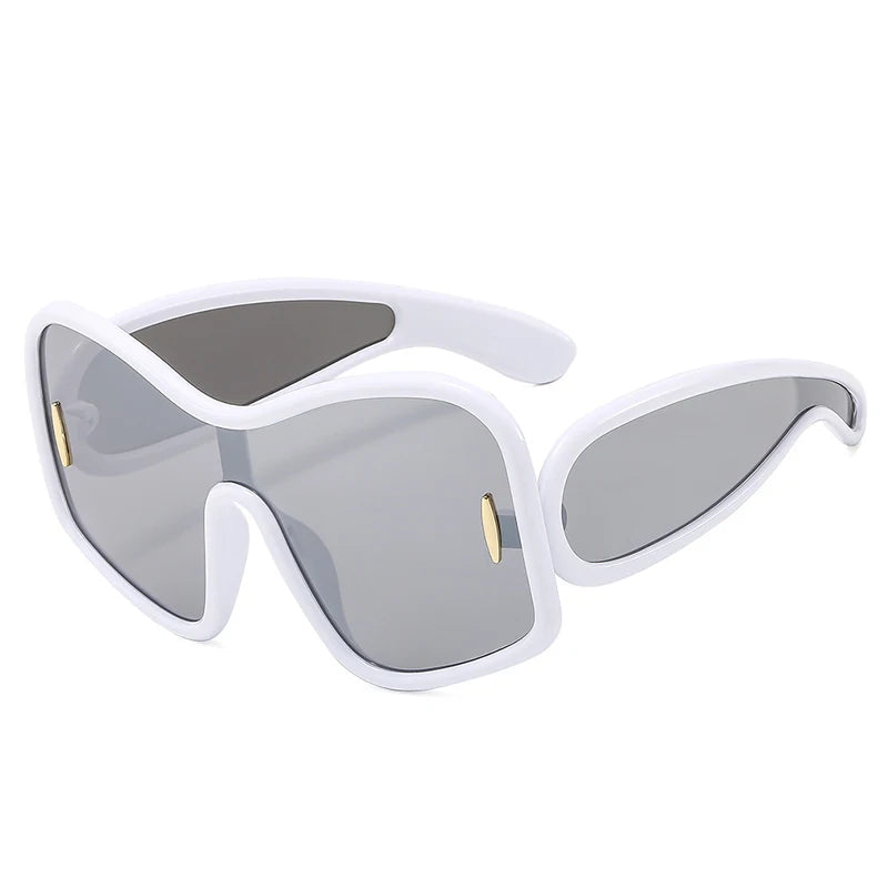 Oversized Shield Sunglasses all white