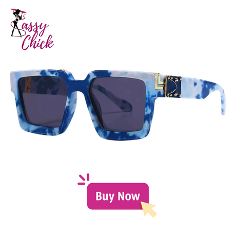 Oversized Square Travel Sunglasses Sassy Chick Logo