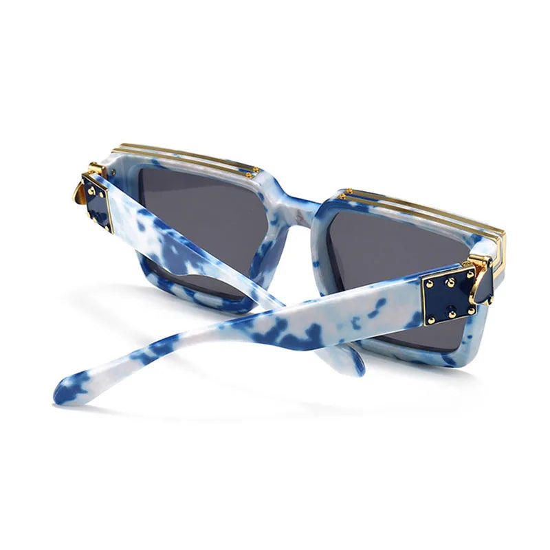 Oversized Square Travel Sunglasses blue white back