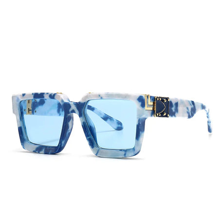 Oversized Square Travel Sunglasses blue white