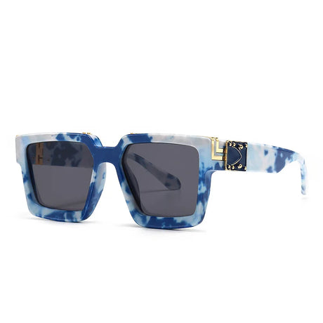 Oversized Square Travel Sunglasses blue black