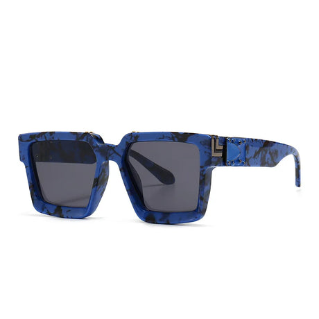 Oversized Square Travel Sunglasses blue black