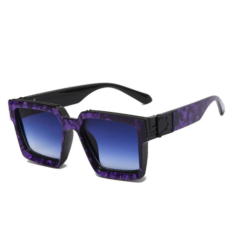 Oversized Square Travel Sunglasses purple black