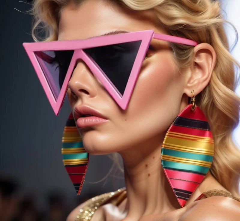 model using Oversized Triangle Punk Sunglasses