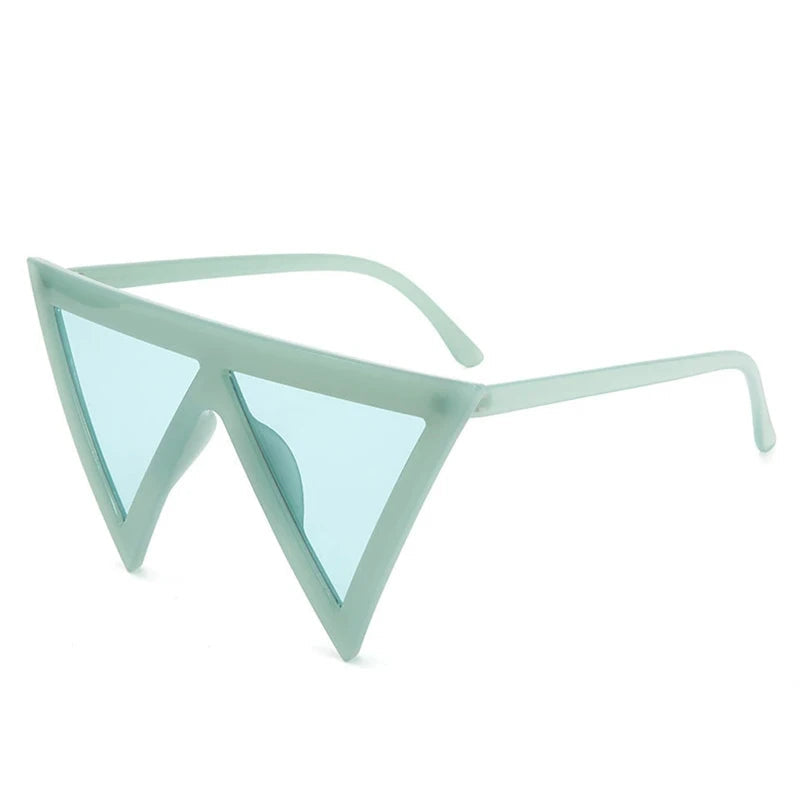 green Oversized Triangle Punk Sunglasses