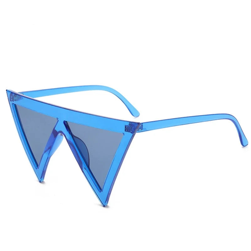 transparent blue Oversized Triangle Punk Sunglasses