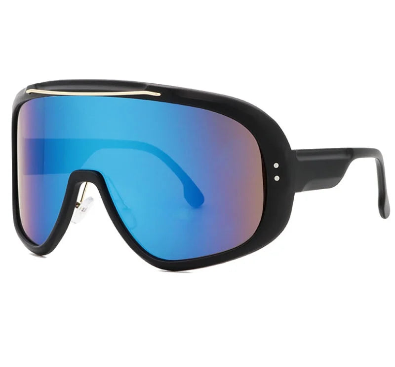 Blue Oversized UV400 Goggle Sunglasses