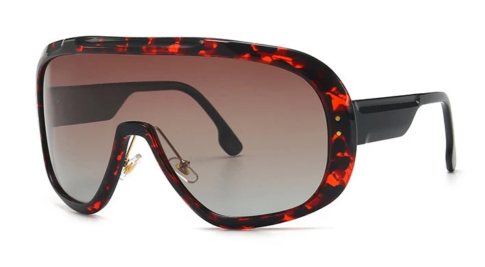 Red Black Oversized UV400 Goggle Sunglasses
