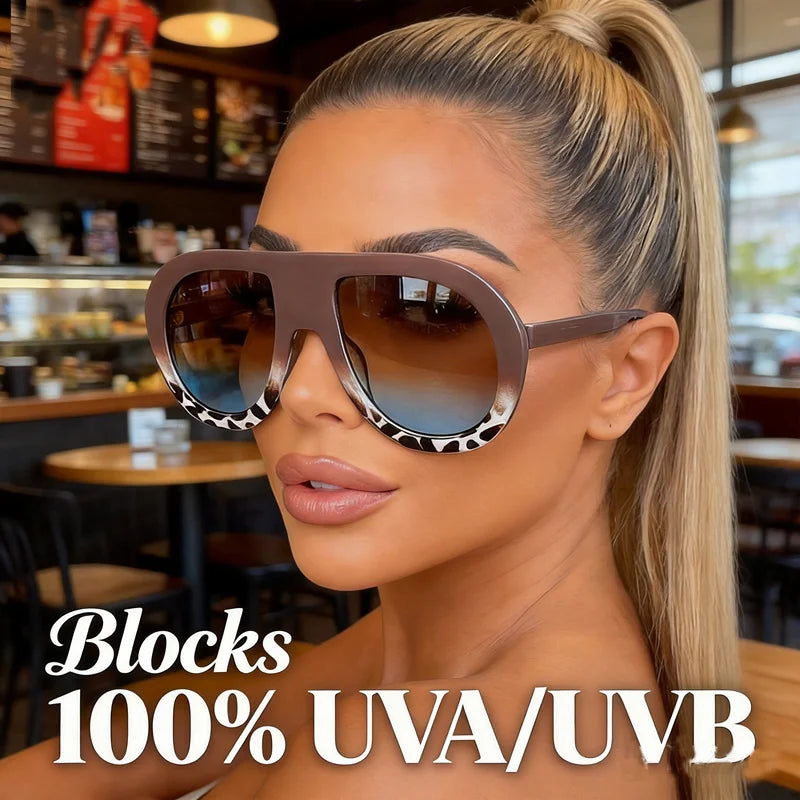 Oversized UV400 Patchwork Ladies Driving Sunglasses