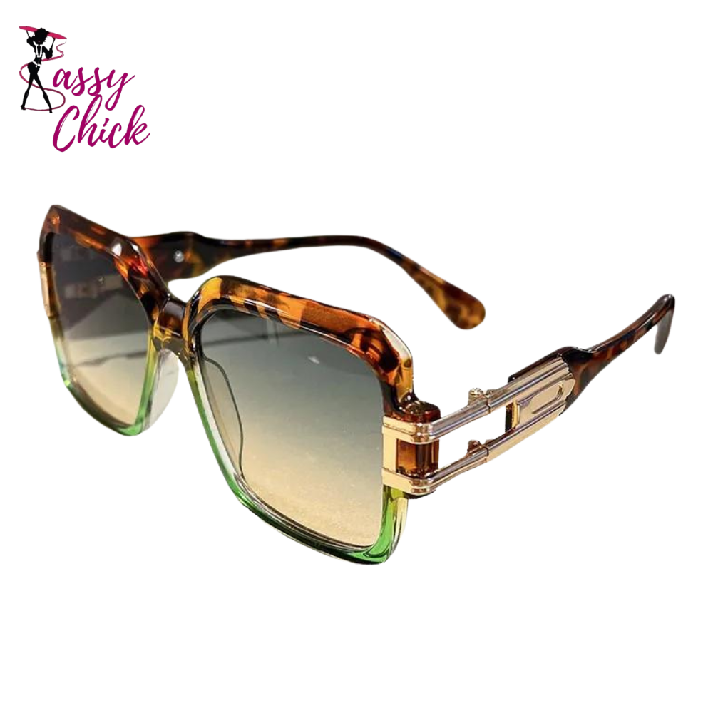 Oversized Vintage Square Sunglasses Sassy Chick Logo