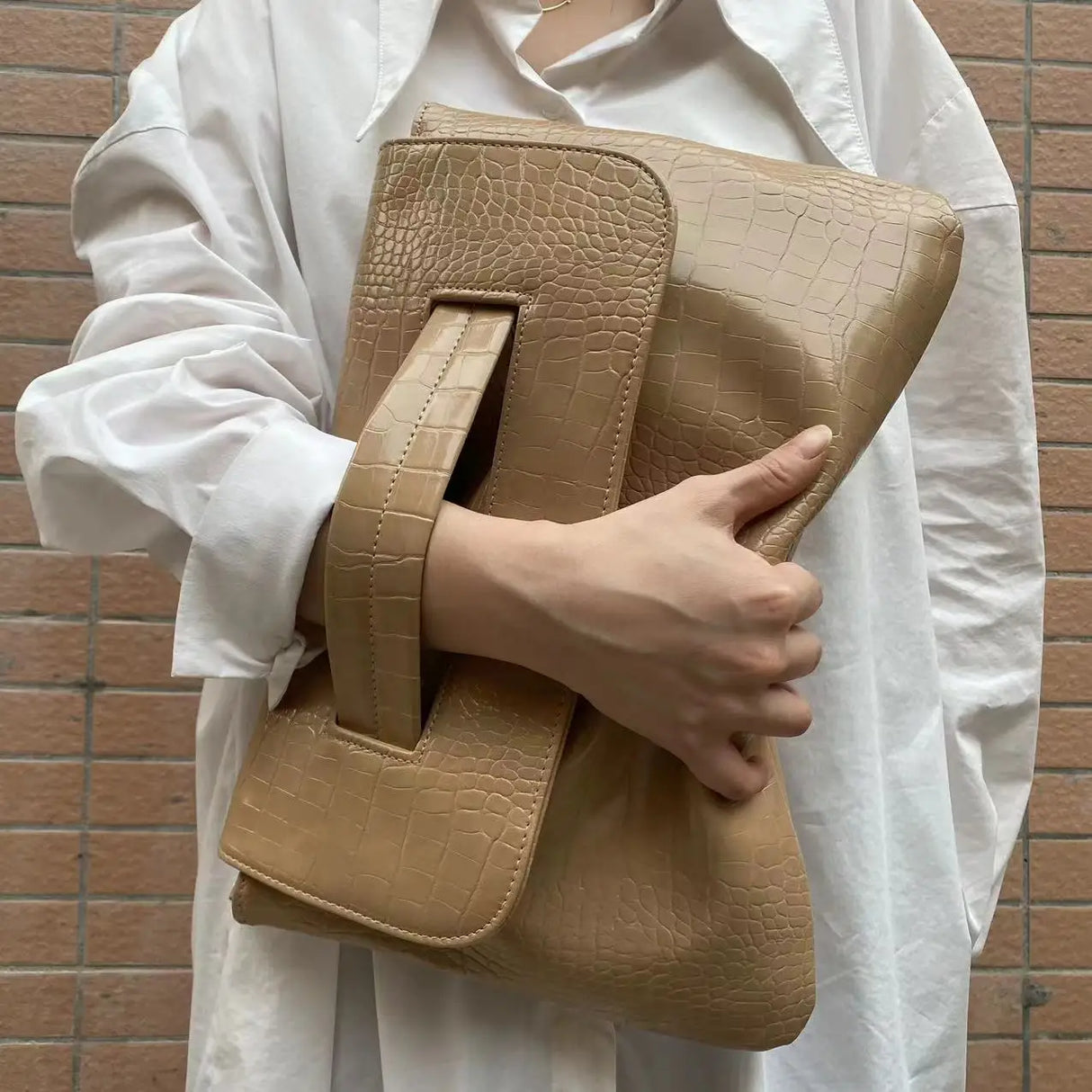 Brown PU Leather Handbag