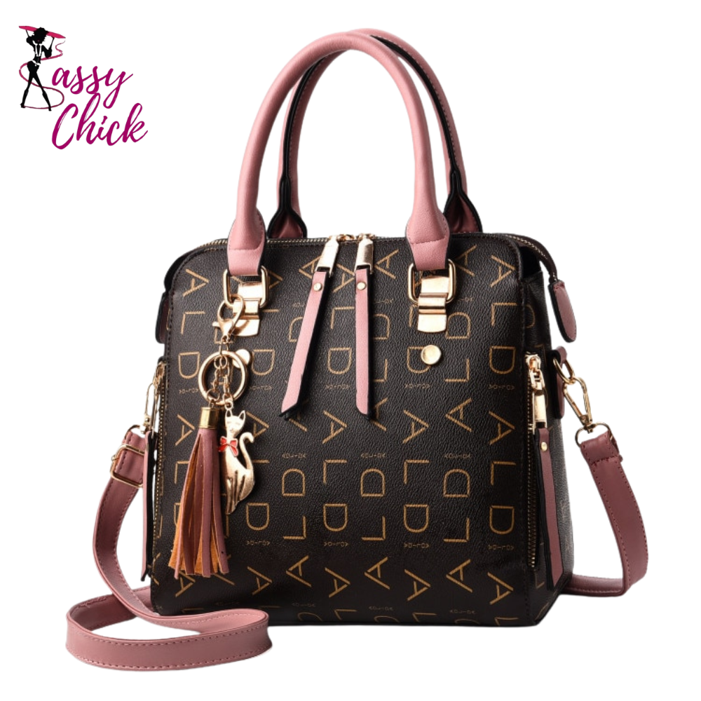 PU Leather Tassel Bag Sassy Chick Logo