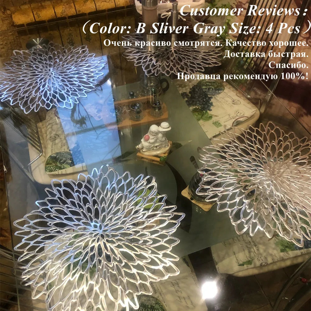 PVC hollow placemats set for dining table with coaster pads – 4/6/8 pieces