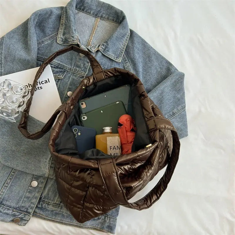 Compartment Padded Cotton Totes Handbag