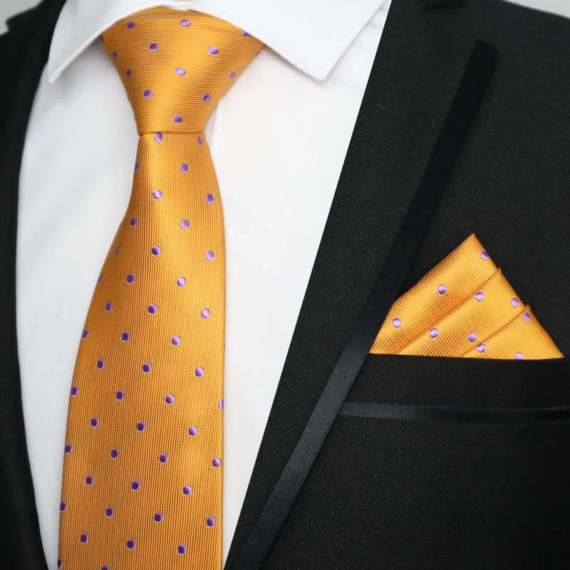 Paisley Floral Jacquard Brown Orange Necktie Hanky Sets