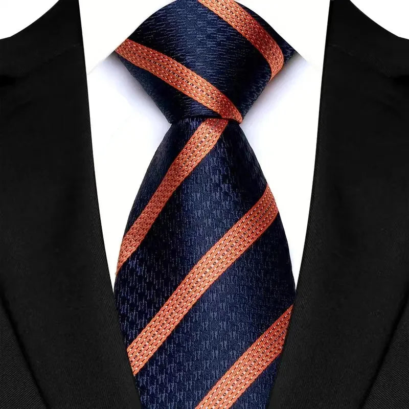 Orange Blue Paisley For Man Groom Jacquard Woven Necktie