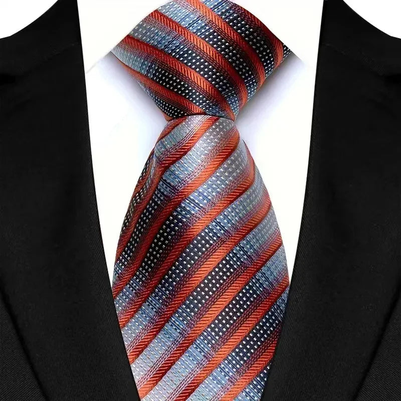 Orange Silver Paisley For Man Groom Jacquard Woven Necktie