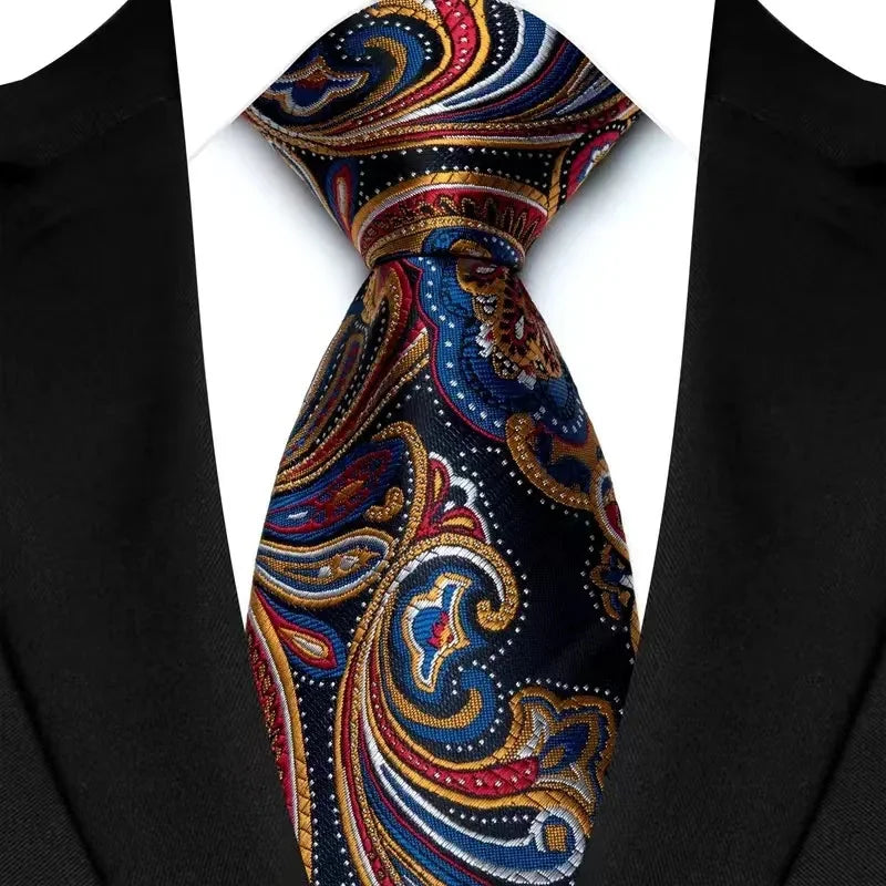 Yellow Blue Black Paisley For Man Groom Jacquard Woven Necktie