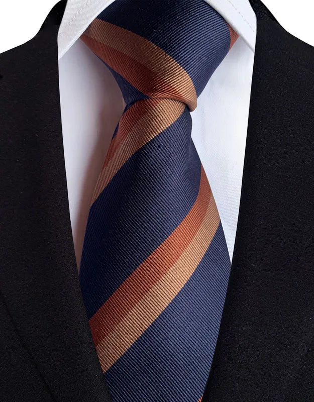 Blue Orange Paisley For Man Groom Jacquard Woven Necktie