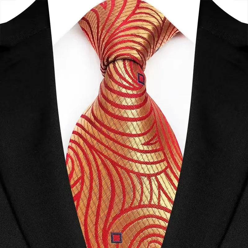 Orange Paisley For Man Groom Jacquard Woven Necktie
