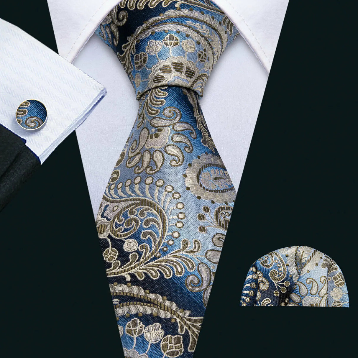 Gray Paisley Gravata Handkerchief Silk Ties