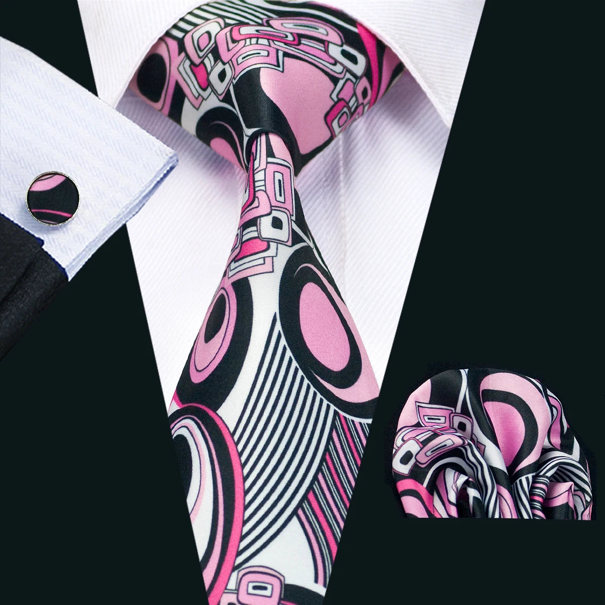 Pink Paisley Gravata Handkerchief Silk Ties