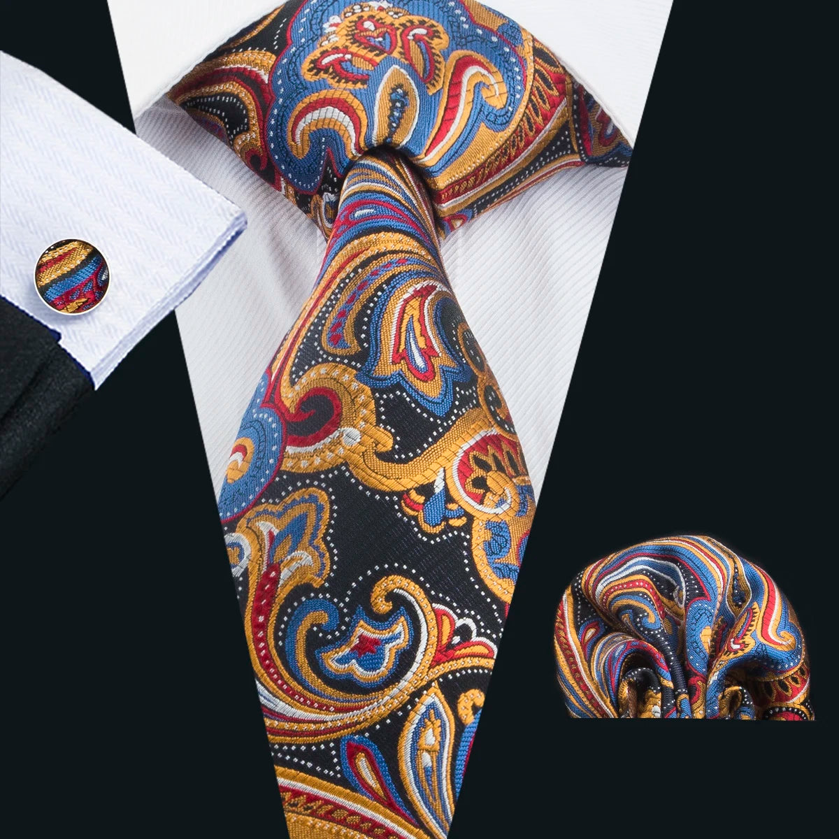 Yellow Paisley Gravata Handkerchief Silk Ties
