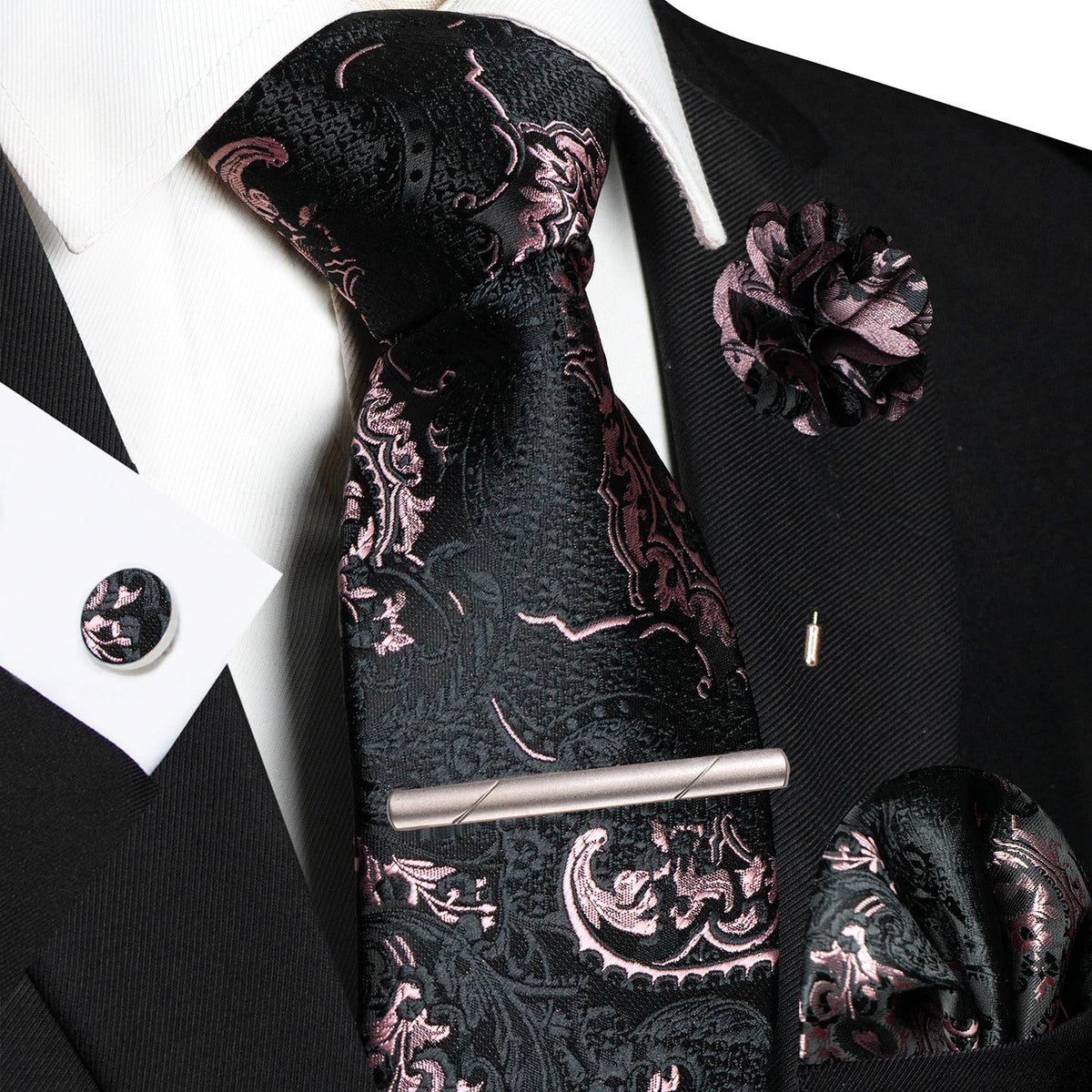 Paisley Hanky Cufflink Brooch Wedding Tie For Men