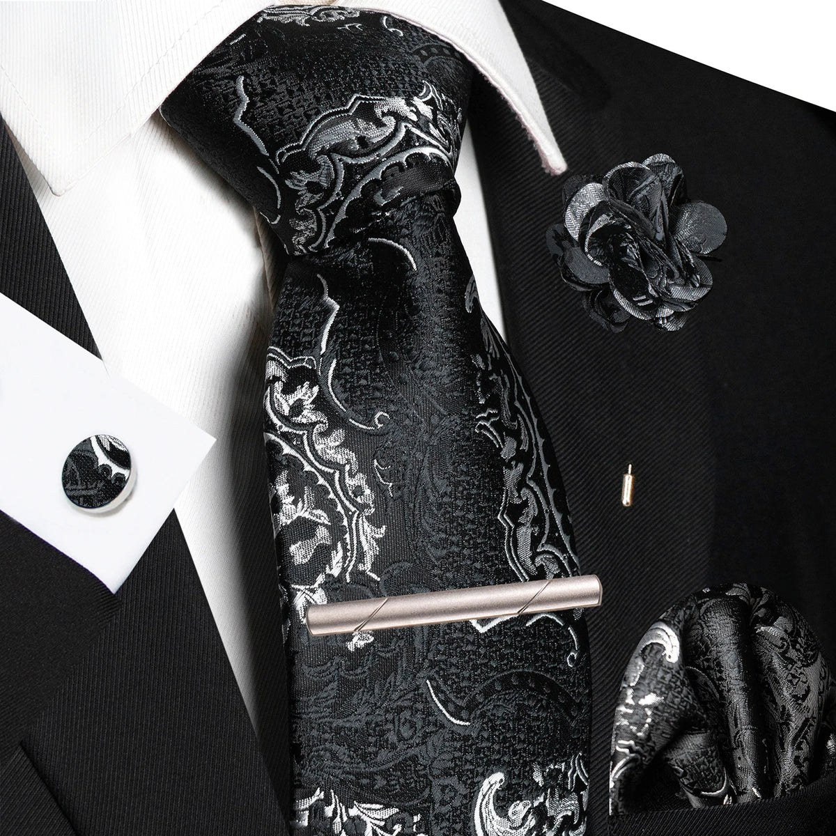 Paisley Hanky Cufflink Brooch Wedding Tie For Men