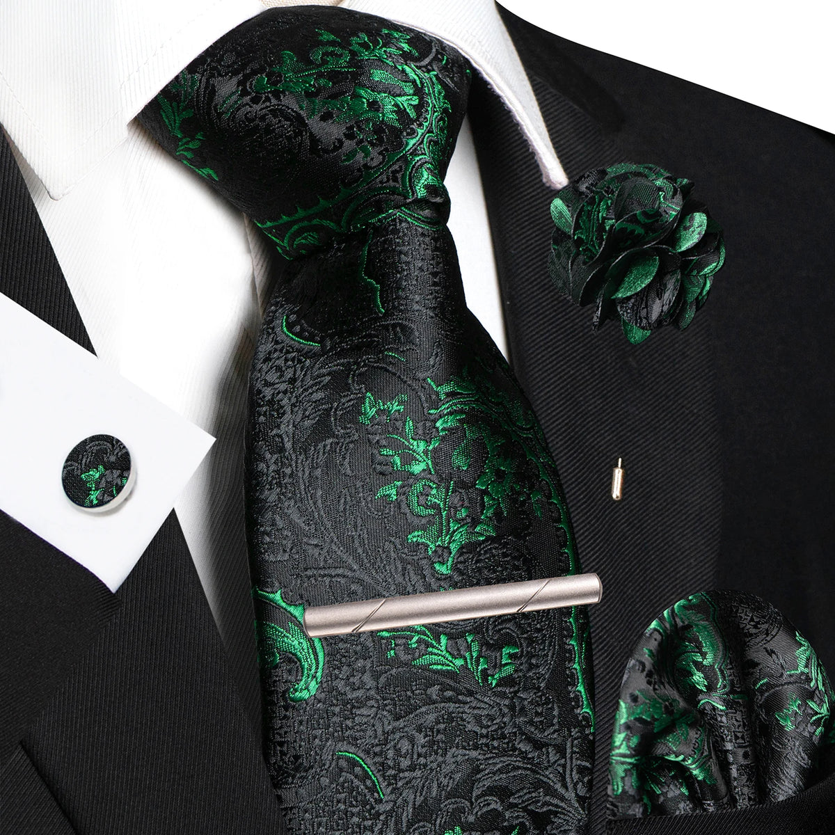 Paisley Hanky Cufflink Brooch Wedding Tie For Men