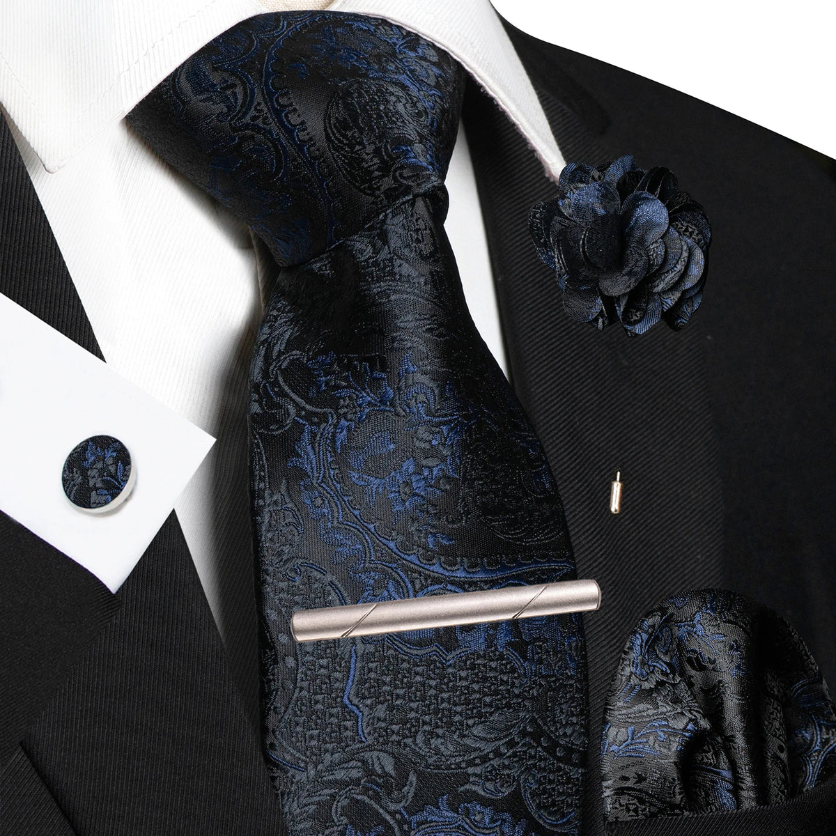 Paisley Hanky Cufflink Brooch Wedding Tie For Men