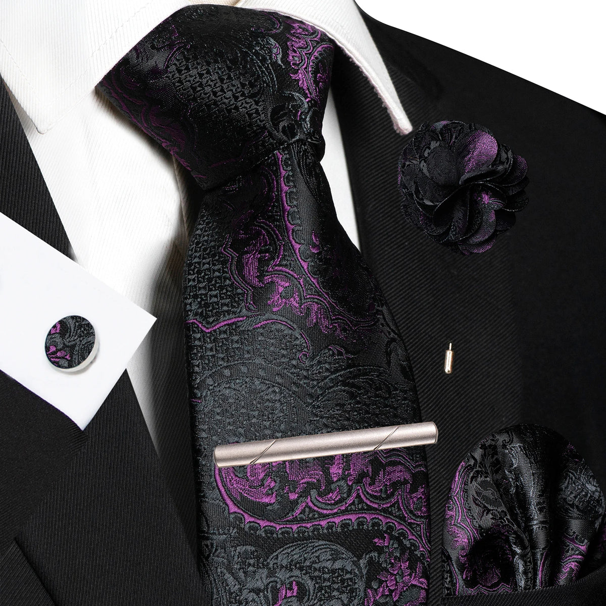 Paisley Hanky Cufflink Brooch Wedding Tie For Men