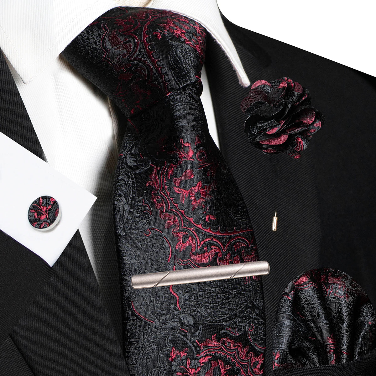 Paisley Hanky Cufflink Brooch Wedding Tie For Men