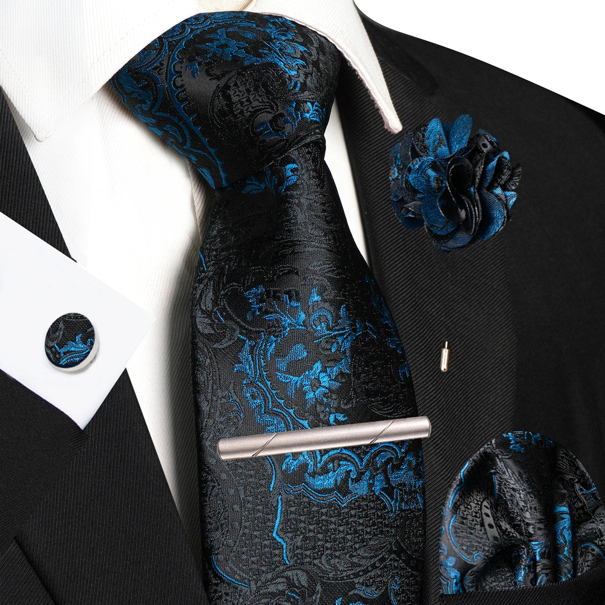 Paisley Hanky Cufflink Brooch Wedding Tie For Men