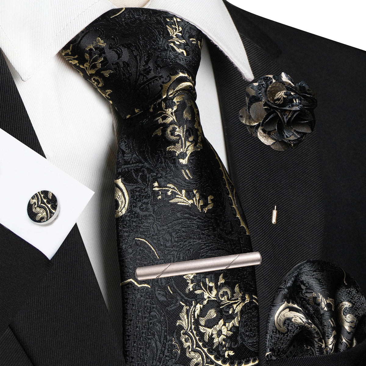 Paisley Hanky Cufflink Brooch Wedding Tie For Men