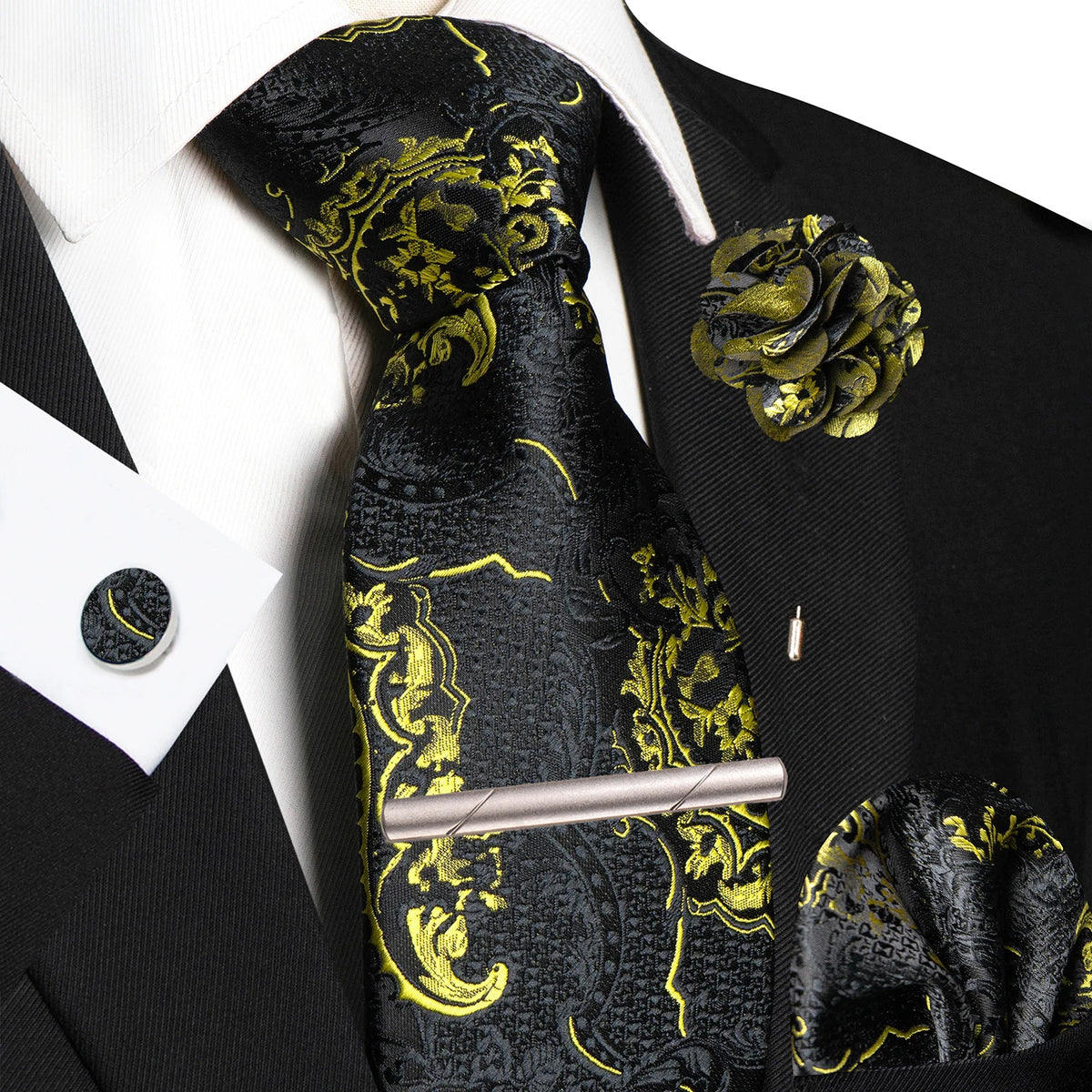 Paisley Hanky Cufflink Brooch Wedding Tie For Men