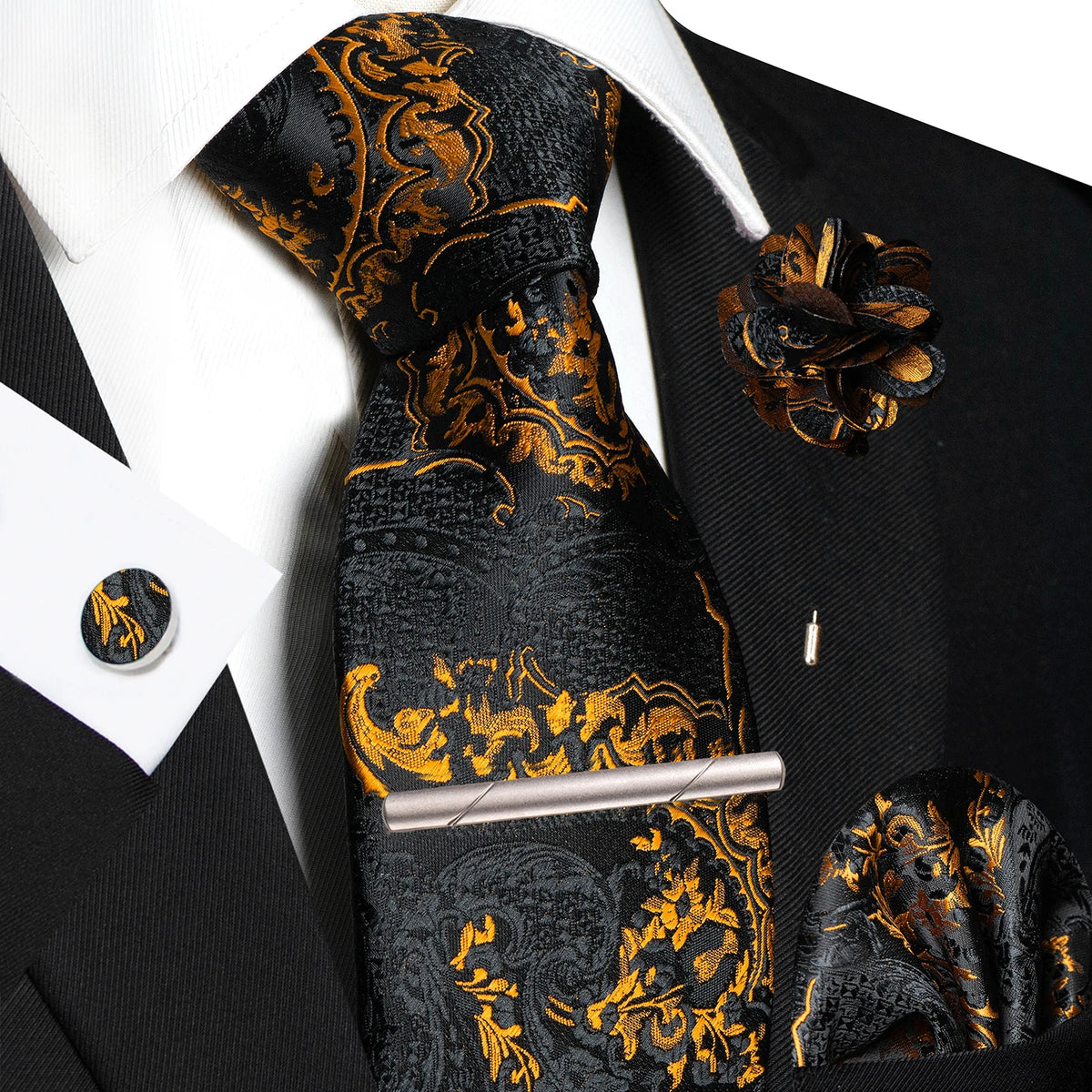 Paisley Hanky Cufflink Brooch Wedding Tie For Men