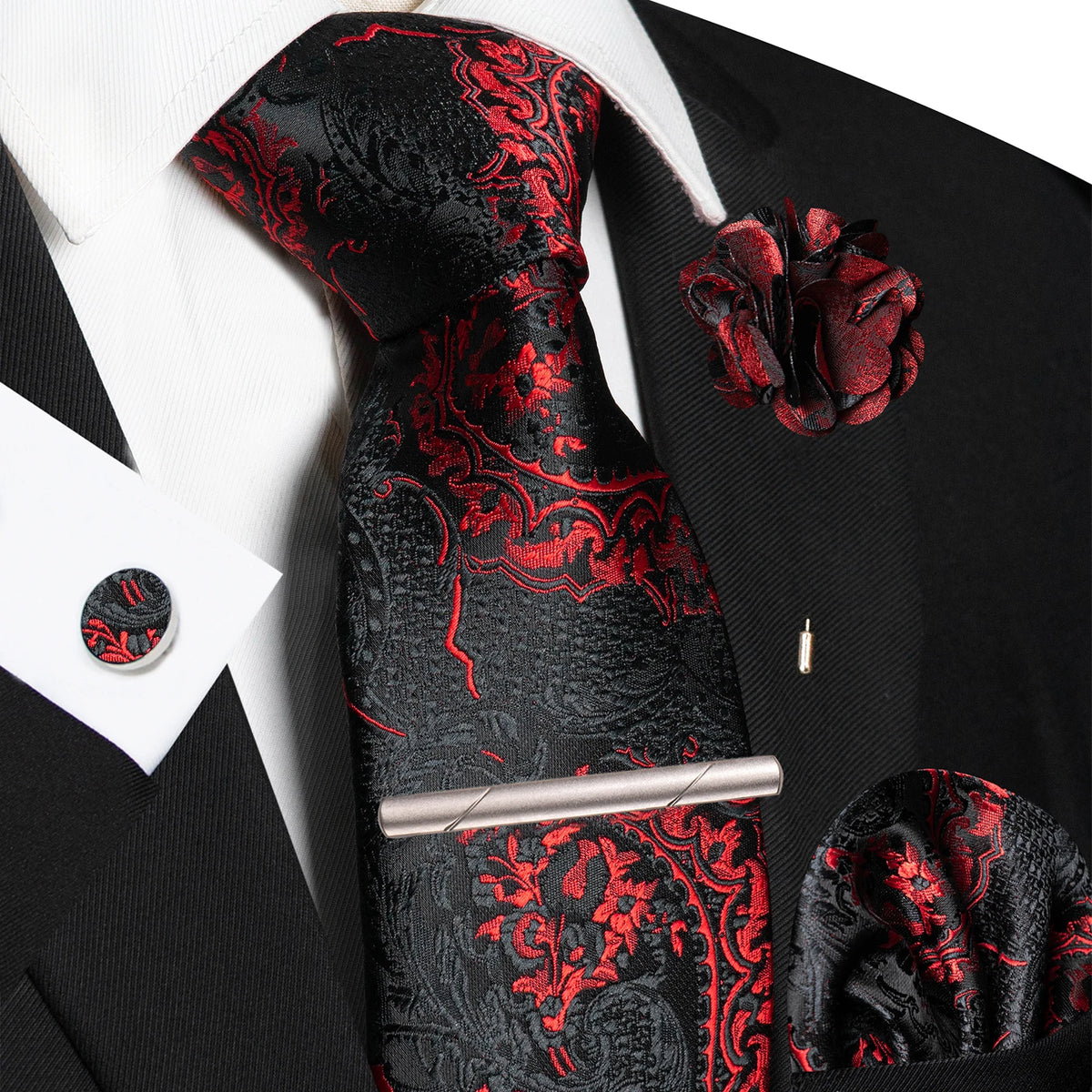 Paisley Hanky Cufflink Brooch Wedding Tie For Men