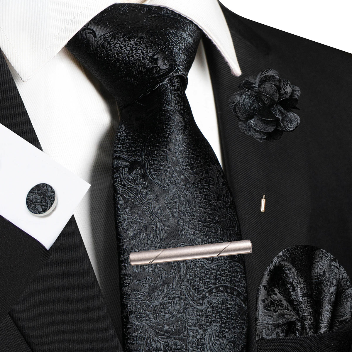 Paisley Hanky Cufflink Brooch Wedding Tie For Men