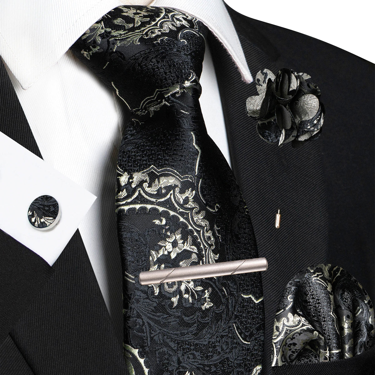 Paisley Hanky Cufflink Brooch Wedding Tie For Men