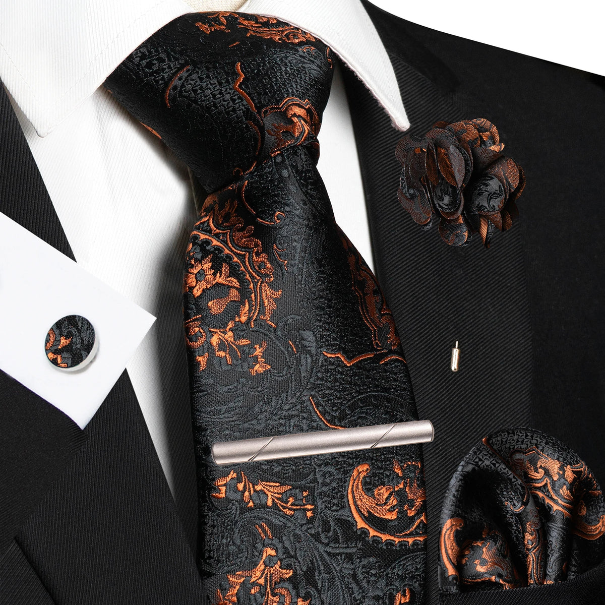 Paisley Hanky Cufflink Brooch Wedding Tie For Men