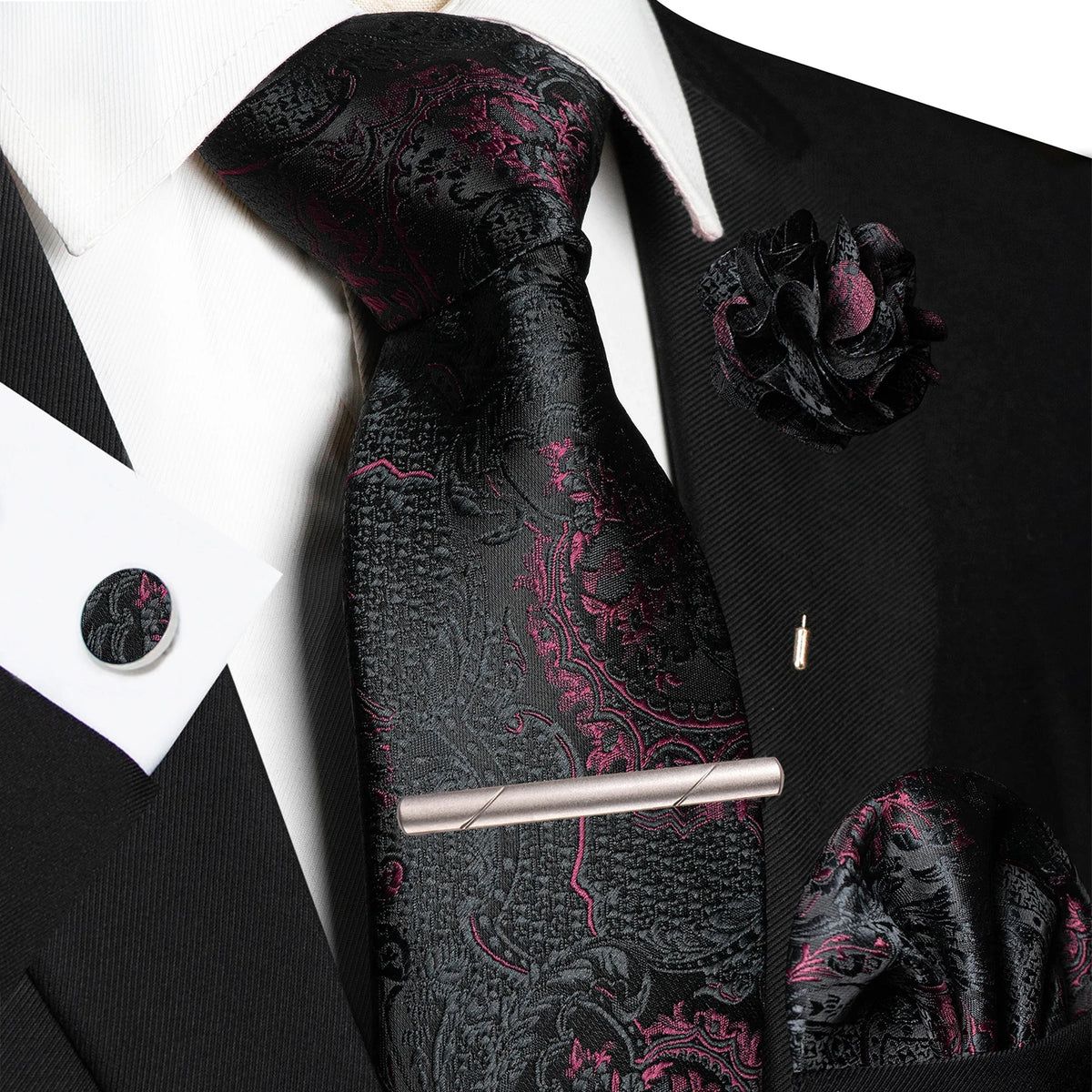 Paisley Hanky Cufflink Brooch Wedding Tie For Men