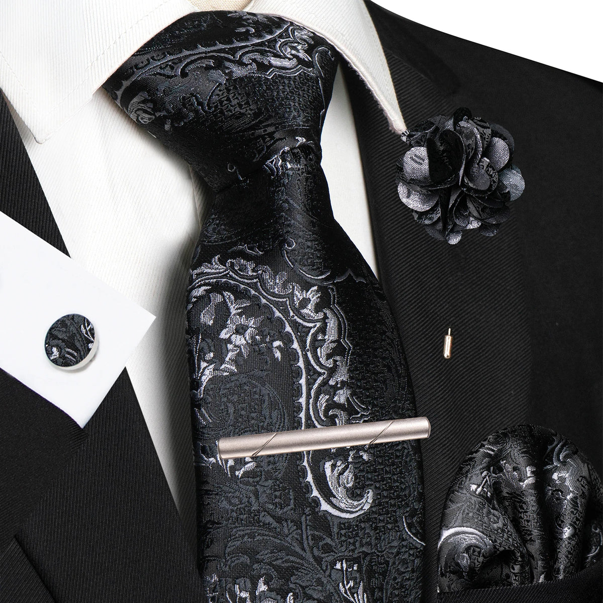Paisley Hanky Cufflink Brooch Wedding Tie For Men