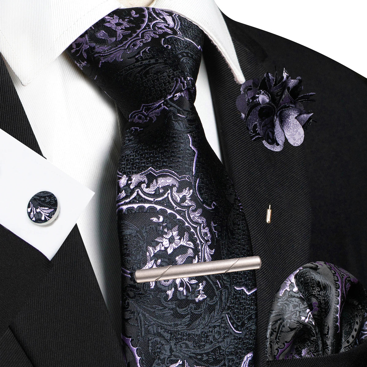 Paisley Hanky Cufflink Brooch Wedding Tie For Men