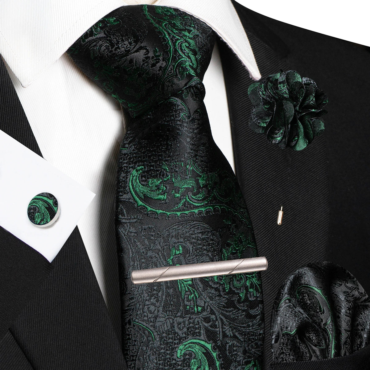 Paisley Hanky Cufflink Brooch Wedding Tie For Men