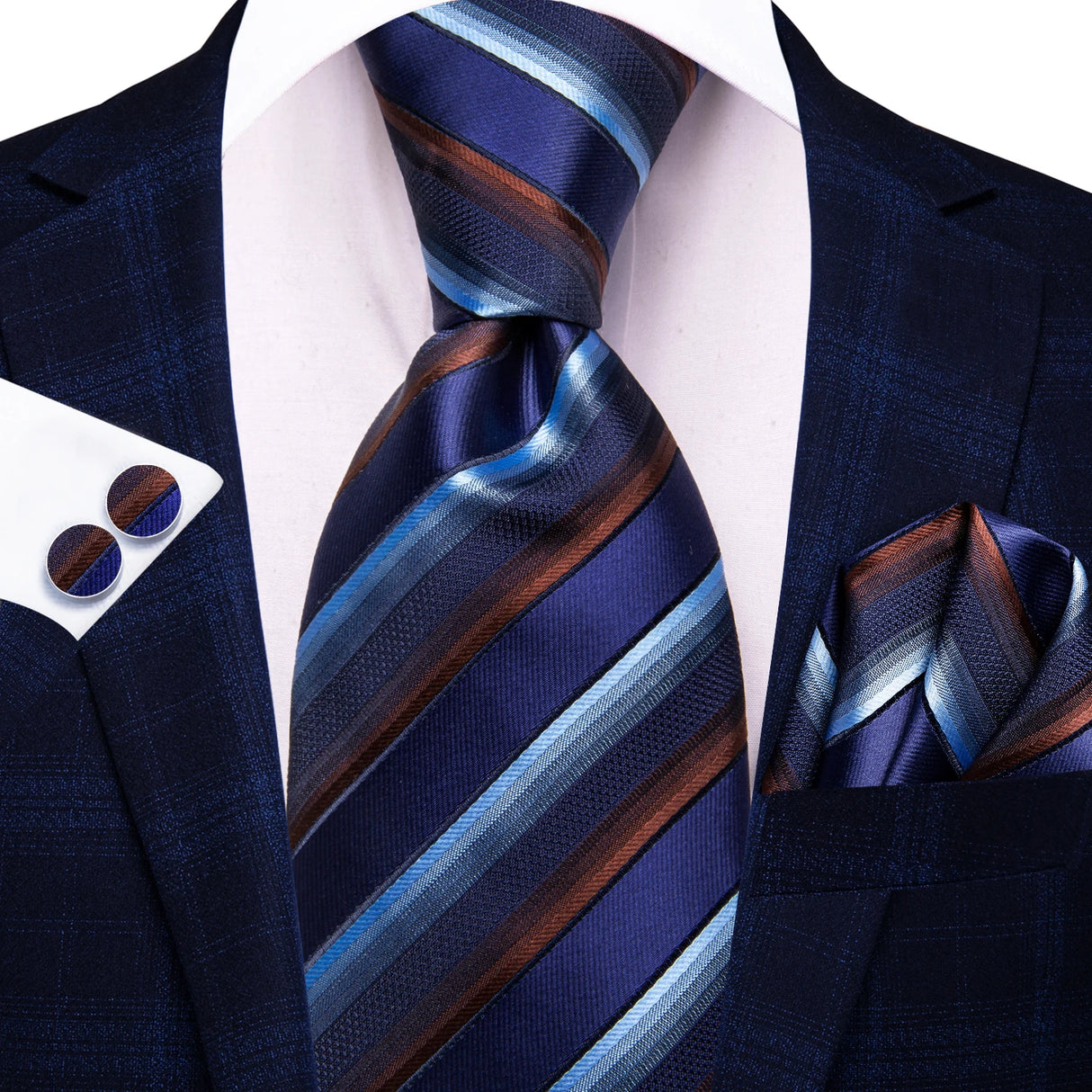 stripe blue red line pattern tie set